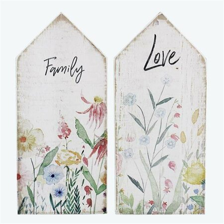 YOUNGS Wood Love & Family House Shape Tabletop, Assorted Color - 2 Piece 72554